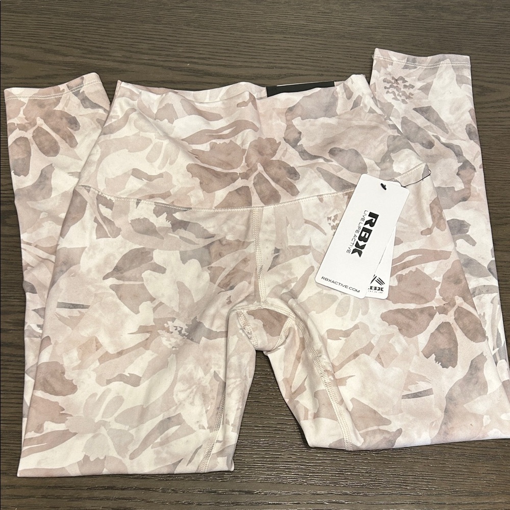 RBX Patterned Leggings in Cream and Brown